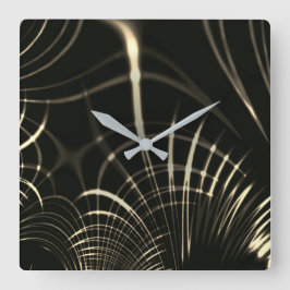 Kurven in Khaki-Farbe und dunklem Hintergrund Quadratische Wanduhr