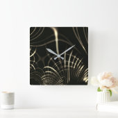 Kurven in Khaki-Farbe und dunklem Hintergrund Quadratische Wanduhr (Zuhause)