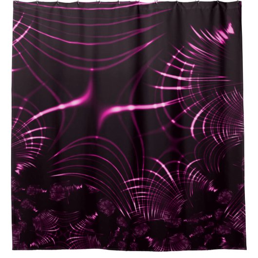 Kurven in rosa Farbe und dunklem Hintergrund Duschvorhang (Vorderseite)