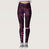 Kurven in rosa Farbe und dunklem Hintergrund Leggings (Vorderseite)