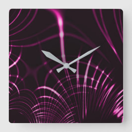 Kurven in rosa Farbe und dunklem Hintergrund Quadratische Wanduhr