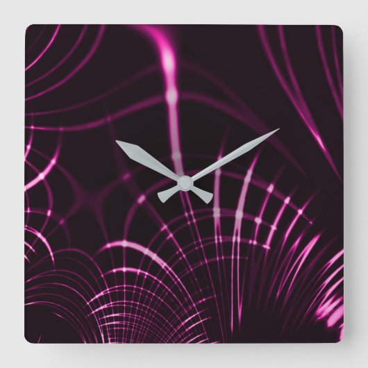 Kurven in rosa Farbe und dunklem Hintergrund Quadratische Wanduhr (Vorderseite)