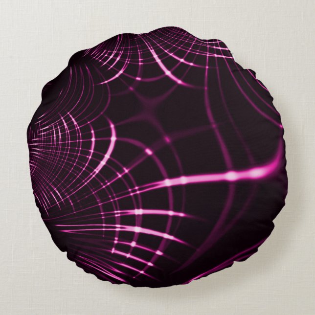 Kurven in rosa Farbe und dunklem Hintergrund Rundes Kissen (Rückseite)