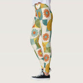 Kurven, Kreise, Muster der stilisierten Blume Leggings (Links)