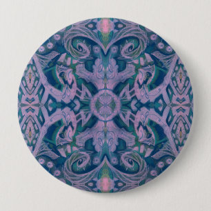 Kurven & Lotusse, abstrakt floral, lavendel & blau Button