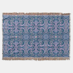 Kurven & Lotussen, abstraktes Muster lila & blau Decke