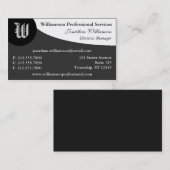 Kurven-Monogramm-Grau-Visitenkarten Visitenkarte (Vorne/Hinten)
