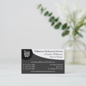 Kurven-Monogramm-Grau-Visitenkarten Visitenkarte (Stehend Vorderseite)