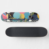 Kurven und Punkte mit Blätter Skateboard (Horizontal)