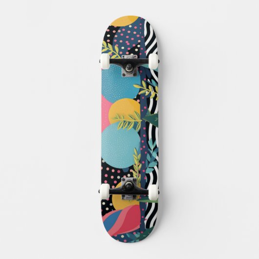 Kurven und Punkte mit Blätter Skateboard (Vorderseite)