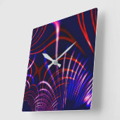 Kurven von blau bis rot und weiß. Altrosa? Quadratische Wanduhr (Winkel)