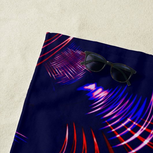 Kurven von blau bis rot und weiß. Altrosa? Strandtuch (Beispiel)