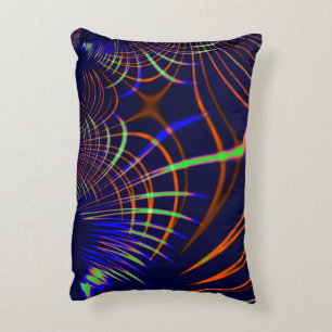 Kurven von Kalkgrün bis Korallen und Blau Dekokissen