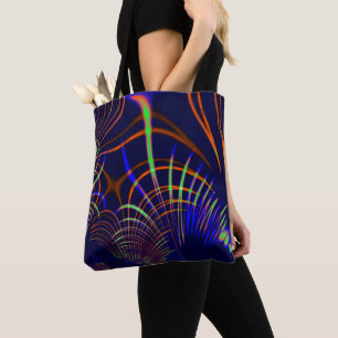 Kurven von Kalkgrün bis Korallen und Blau Tasche