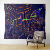 Kurven von Kalkgrün bis Korallen und Blau Wandteppich (Beispiel (Horizontal))