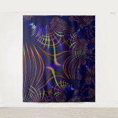 Kurven von Kalkgrün bis Korallen und Blau Wandteppich (Vorderseite)