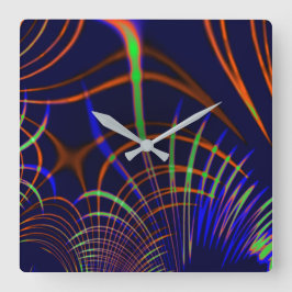 Kurven von Korallen zu Kalkgrün und Blau Quadratische Wanduhr