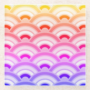 Kurvenmuster Modernes Deko-Regenbogenmuster Glasuntersetzer