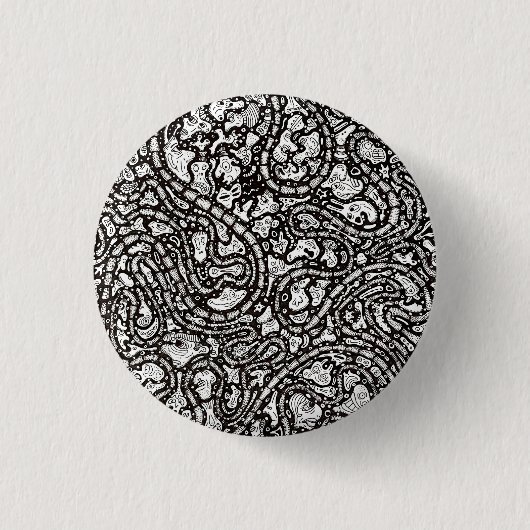 Kurvenreiche Cartoon-Gesichter Design Button (Vorderseite)