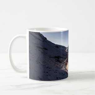 Kurvenreiche Straße inmitten eines schneebedeckten Kaffeetasse