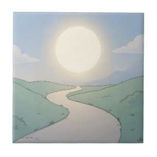 Kurvenreiche Straße Sonnenuntergang Minimalistisch Fliese