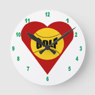 Kurvenuhr (Acryl), Rund Medium Amour GOLF Runde Wanduhr