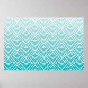 Kurvenwellen Geometrischer Hintergrund, Vintag Poster