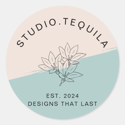 Kurves Text-Logo in Grau und Beige Runder Aufkleber (Vorderseite)