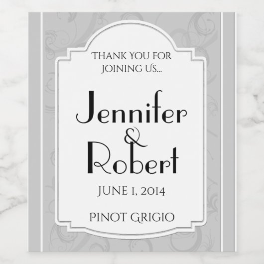 Kurvige Art Deco Diva Silver Grau Weinkeller Weinetikett (Einzelnes Label)