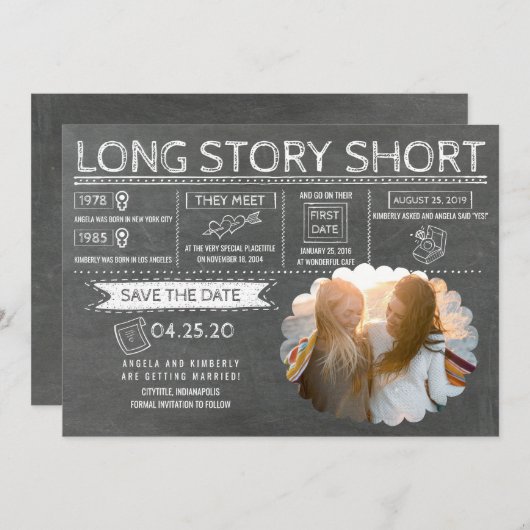 Kurz | Gleiches Foto für Geschlechter Save the Dat Save The Date (Vorne/Hinten)