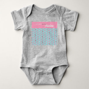 KURZ Schönes Muster Pink Aquamarin Personalisiert Baby Strampler