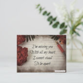 Kurz vermisse ich Sie Gedicht: Blume, Papier und P Postkarte (Stehend Vorderseite)