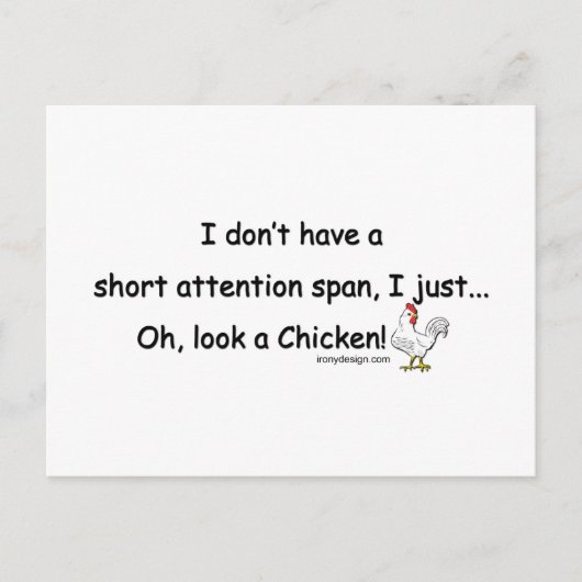 Kurze Aufmerksamkeit Span Chicken Postkarte (Vorderseite)