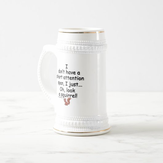Kurze Aufmerksamkeit Span Eichhörnchen Bierglas (Vorderseite Links)
