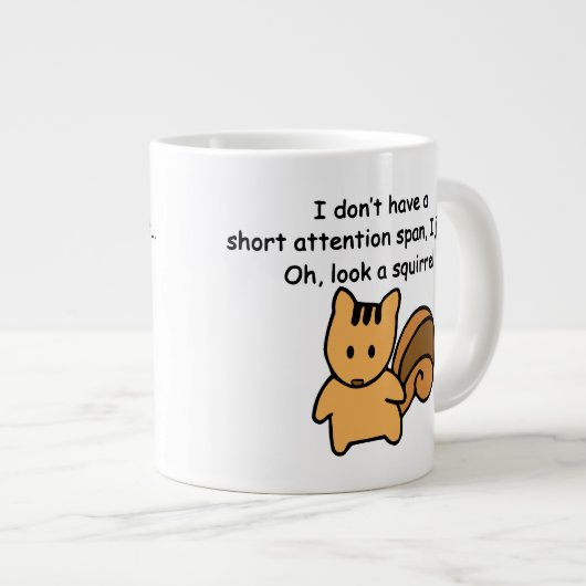 Kurze Aufmerksamkeit Span Eichhörnchen Funny Jumbo-Tasse (Vorderseite Rechts)