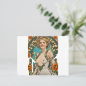 Kurze Blondine V2 Mucha Art Postkarte (Stehend Vorderseite)