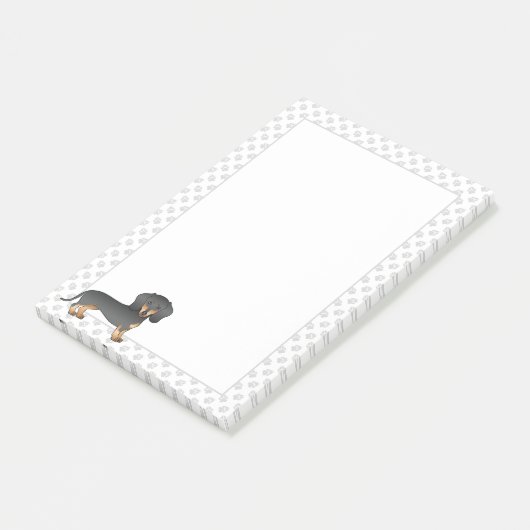 Kurze Dackel aus schwarz und tan Niedlich Post-it Klebezettel (angewinkelt)