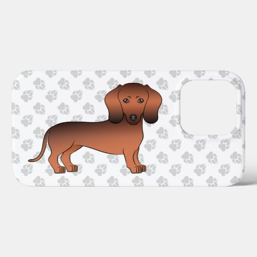 Kurze Dackel mit rotem Sable Cartoon Dog & Paws Case-Mate iPhone Hülle (Rückseite (Horizontal))