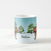 Kurze Dackel Rot Sable im Winterwald Kaffeetasse (Mittel)