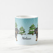 Kurze Dackel Schwarz/Tan - Winterwald Kaffeetasse (Mittel)