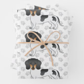 Kurze Dackel, schwarz und Tanröhre, Muster Geschenkpapier Set (Beispiel)