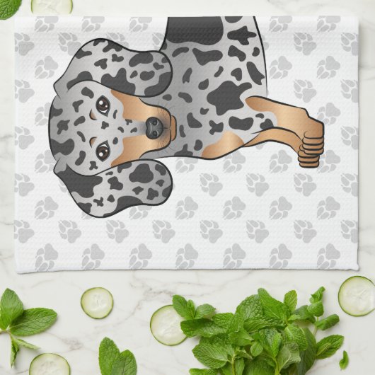 Kurze Dackel und Pfoten Geschirrtuch (Gefaltet)