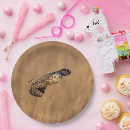 Kurze Eule im Grasland Pappteller (Party)