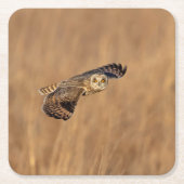 Kurze Eule im Grasland Rechteckiger Pappuntersetzer (Vorderseite)