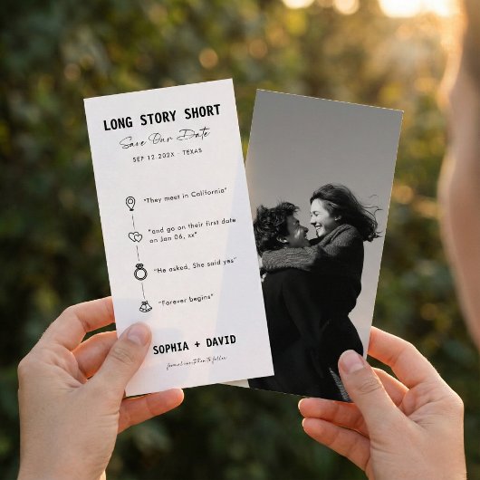 Kurze Geschichte, minimalistischer Zeitstrahl, Fot Save The Date