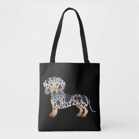 Kurze Haare-Dackel Black and Tan Dapple - Black Tasche (Vorderseite)