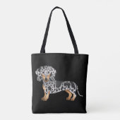 Kurze Haare-Dackel Black and Tan Dapple - Black Tasche (Rückseite)