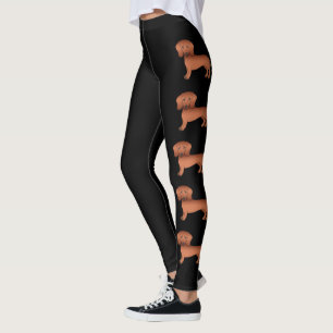 Kurze Hair Dackel Cartoon Hunde auf Schwarz Leggings