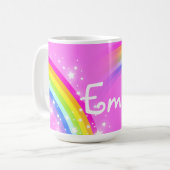 Kurze hellrosa NamensTasse des Mädchenregenbogens Kaffeetasse (Vorderseite Links)