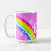 Kurze hellrosa NamensTasse des Mädchenregenbogens Kaffeetasse (Links)